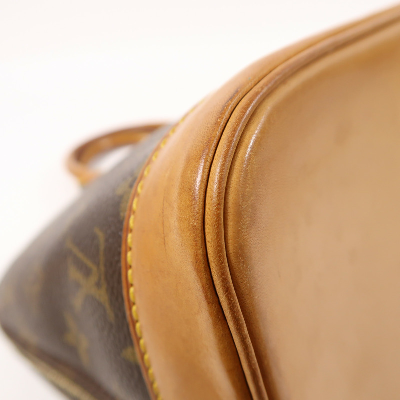 LOUIS VUITTON Monogram Alma金扣手挽袋棕色-12