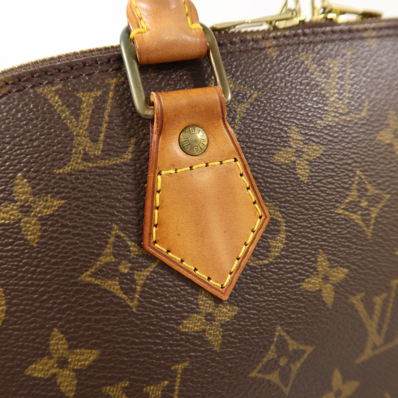 LOUIS VUITTON Monogram Alma金扣手挽袋棕色-13