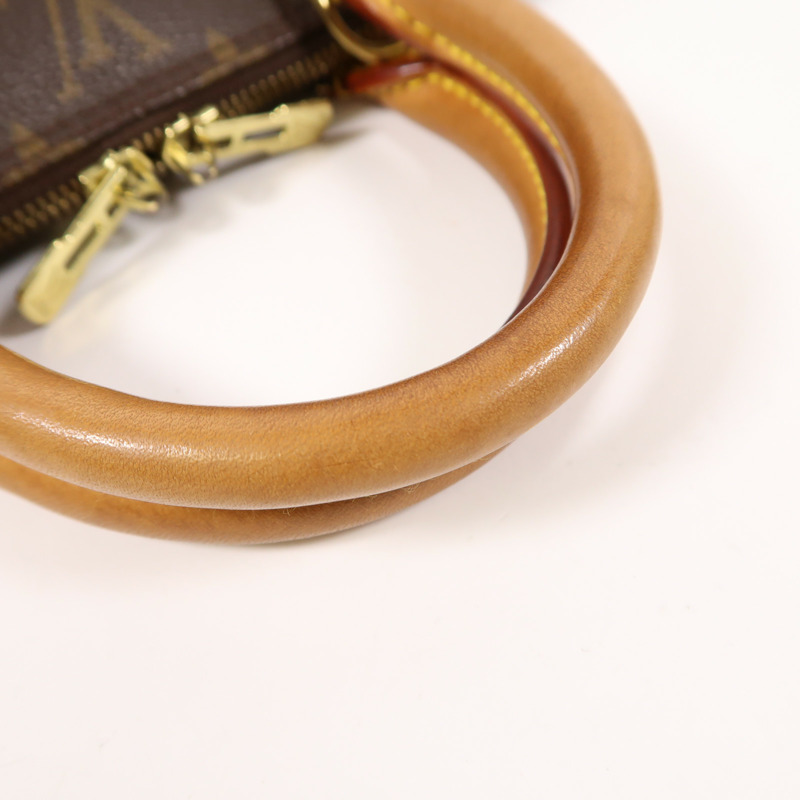 LOUIS VUITTON Monogram Alma金扣手挽袋棕色-17