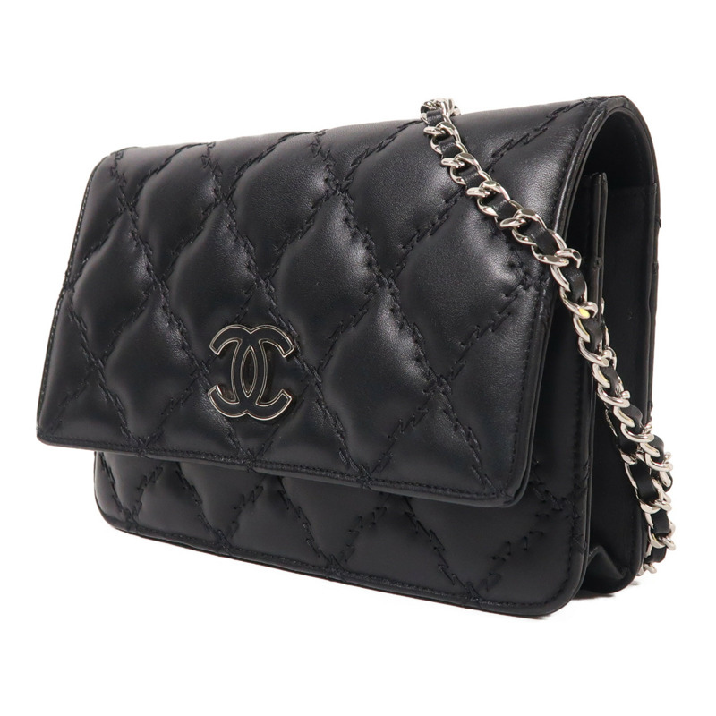 CHANEL 牛皮皮革WOC Wallet On Chain銀扣鏈帶肩背袋-2