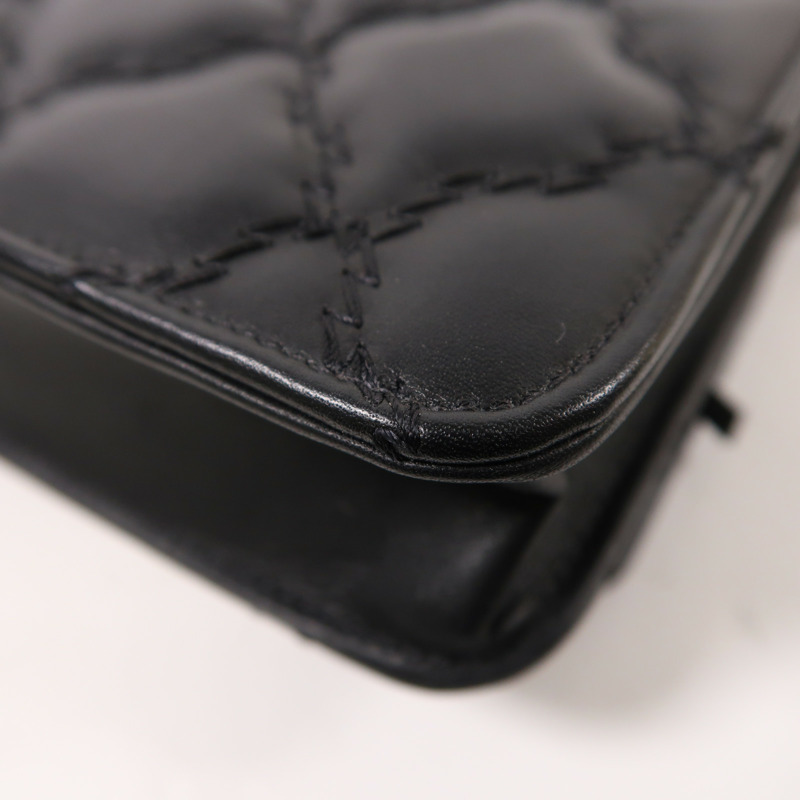 CHANEL 牛皮皮革WOC Wallet On Chain銀扣鏈帶肩背袋-13