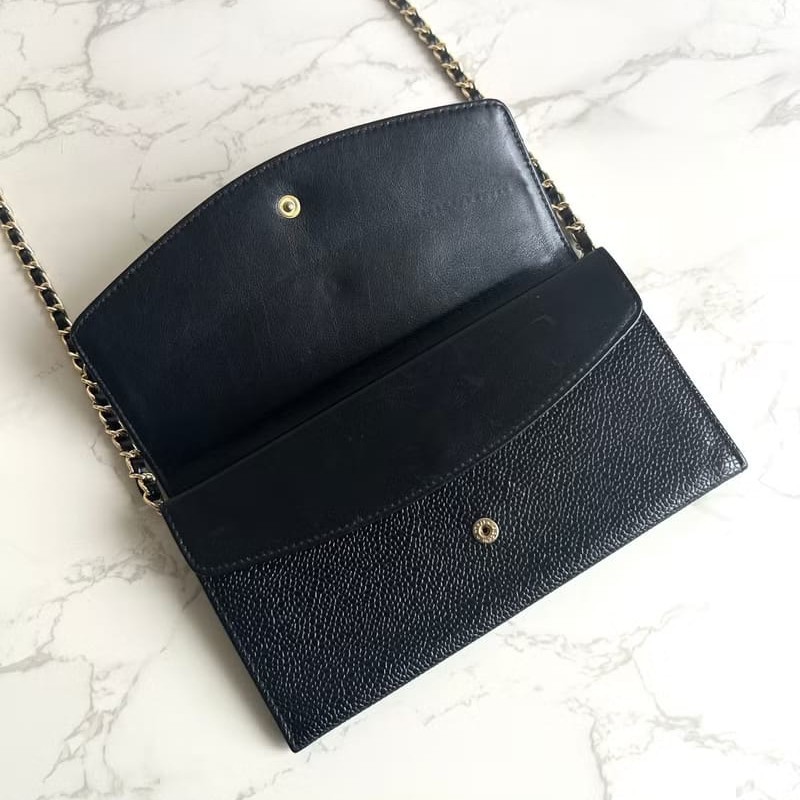 【LA LUNE】中古包 Chanel黑色魚子醬WOC單肩包 側背包 斜背包 長夾 皮革包-5