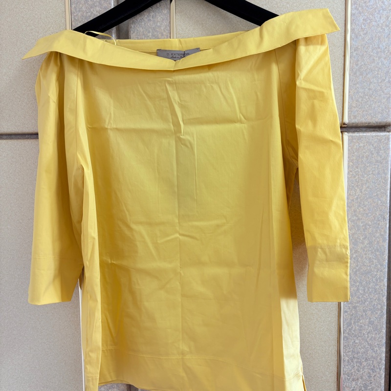 義大利萬元精品D.Exterior 黃色寬領7-8分袖上衣 M-L可穿-6