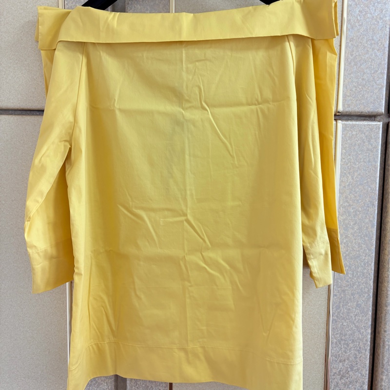 義大利萬元精品D.Exterior 黃色寬領7-8分袖上衣 M-L可穿-7