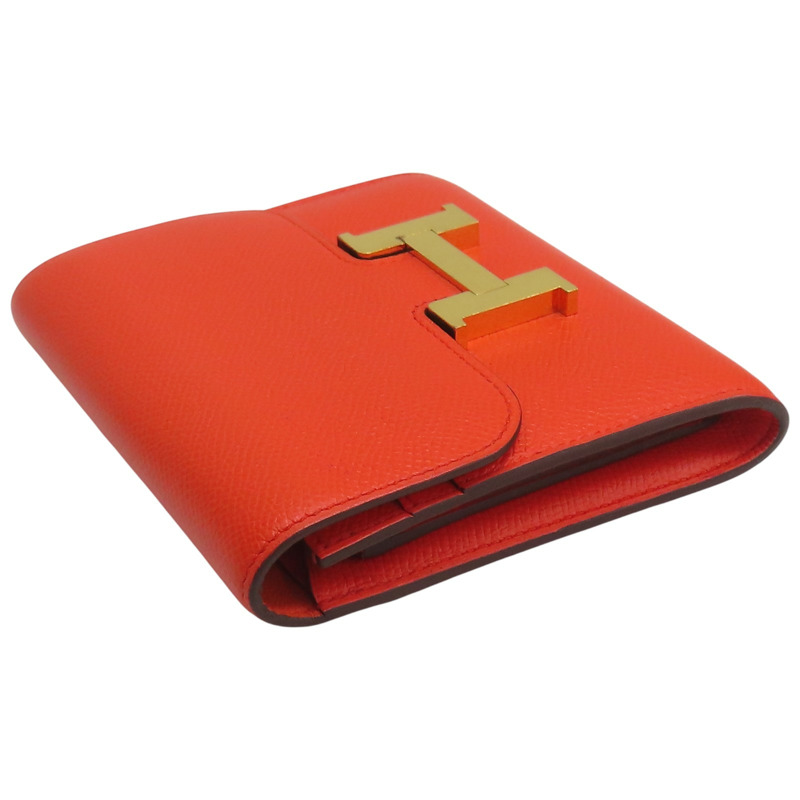 橘色 Epsom牛皮 Constance Compact 錢包 C刻 金扣【HERMES 愛馬仕】 C刻-2