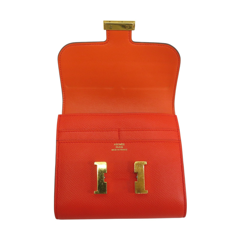 橘色 Epsom牛皮 Constance Compact 錢包 C刻 金扣【HERMES 愛馬仕】 C刻-4