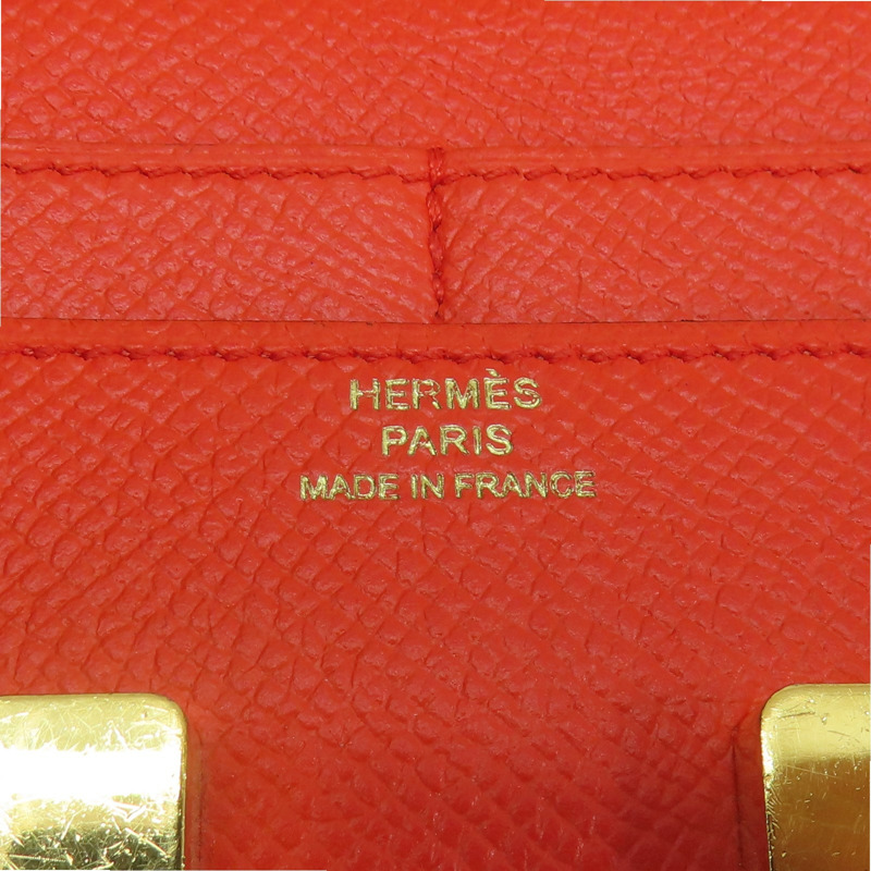 橘色 Epsom牛皮 Constance Compact 錢包 C刻 金扣【HERMES 愛馬仕】 C刻-10