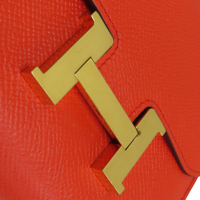 橘色 Epsom牛皮 Constance Compact 錢包 C刻 金扣【HERMES 愛馬仕】 C刻-12