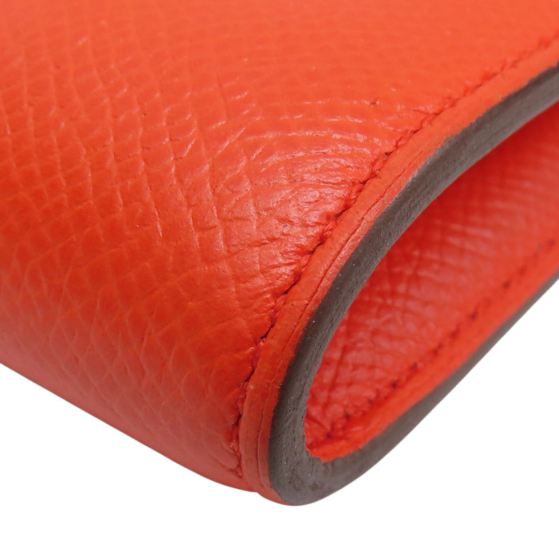 橘色 Epsom牛皮 Constance Compact 錢包 C刻 金扣【HERMES 愛馬仕】 C刻-17