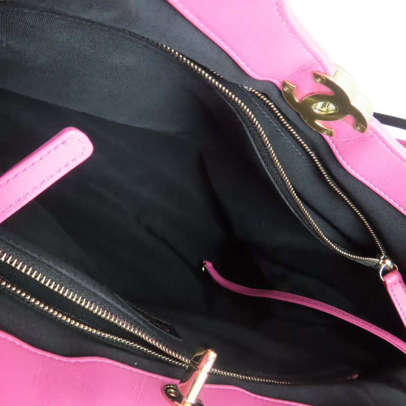 粉色牛皮 黑色印花帆布 31包 肩背包【CHANEL 香奈兒】-5