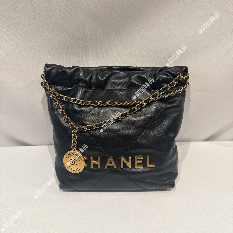 莉亞精品♡Chanel 22bag mini 黑金經典款 近新美包-4