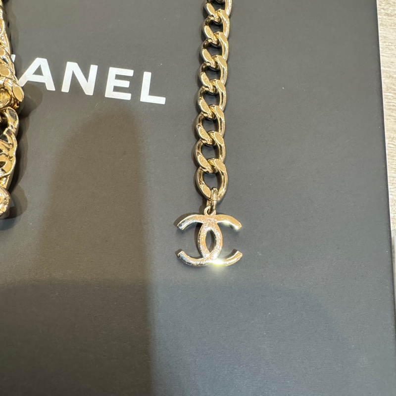 CHANEL淡金釦五花色雙C項鍊ABC384-5