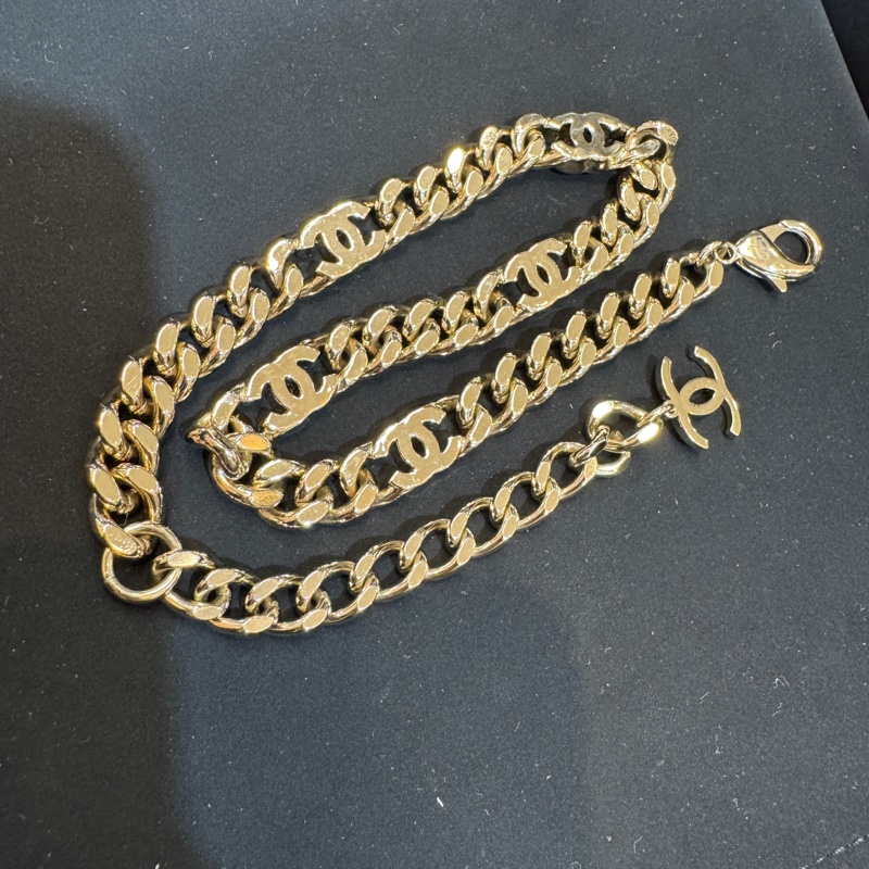 CHANEL淡金釦五花色雙C項鍊ABC384-8