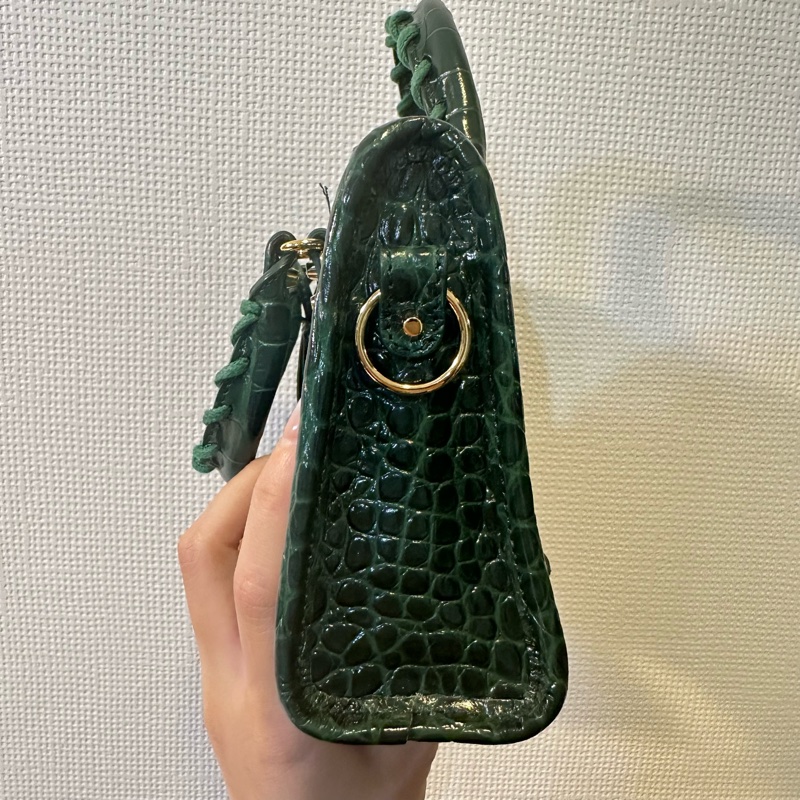 Balenciaga Le City 迷你鱷魚壓紋手提包(綠色)-2
