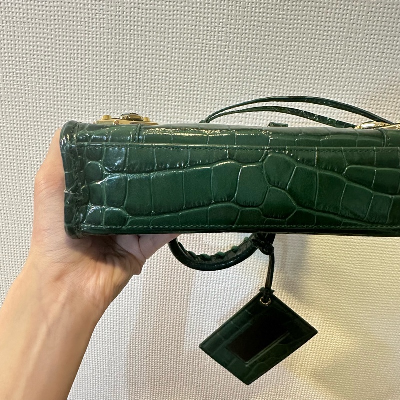 Balenciaga Le City 迷你鱷魚壓紋手提包(綠色)-4