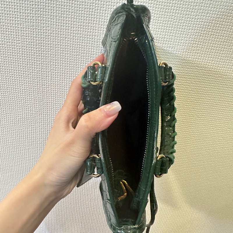 Balenciaga Le City 迷你鱷魚壓紋手提包(綠色)-5