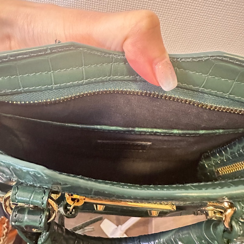 Balenciaga Le City 迷你鱷魚壓紋手提包(綠色)-6