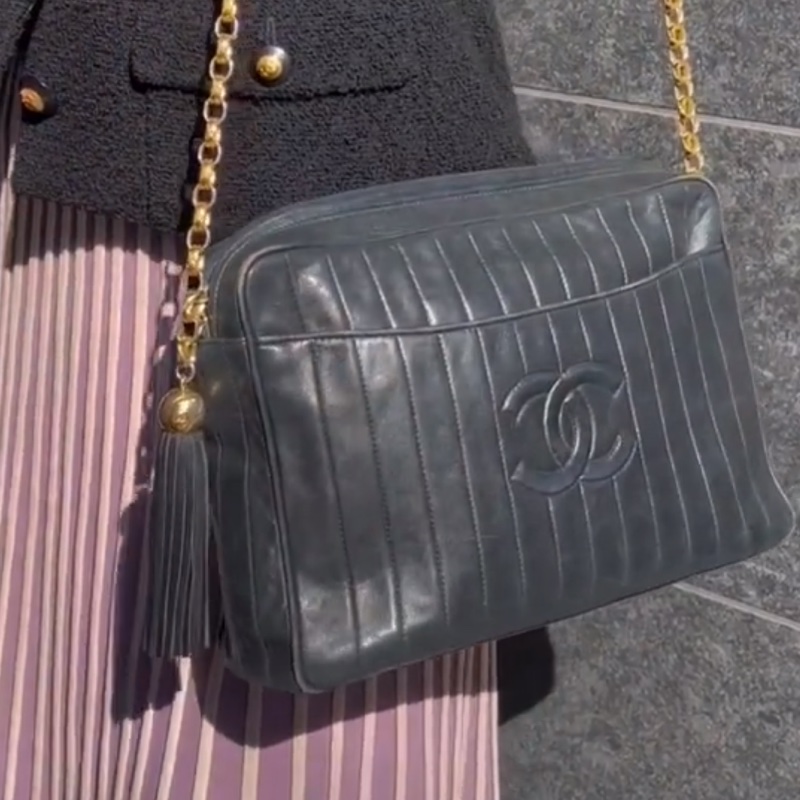 🌷Chanel 香奈兒小羊皮金球流蘇包|經典花紋✦fufu style 精品✦ 氣質款|-2