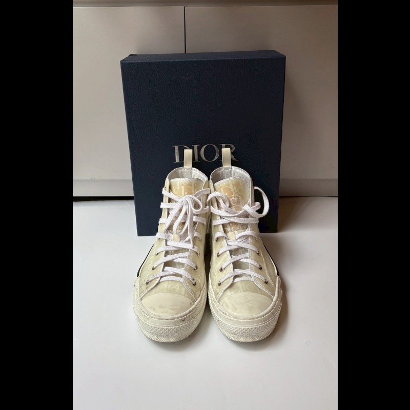 Dior 米白色緹花布短筒休閒鞋-1