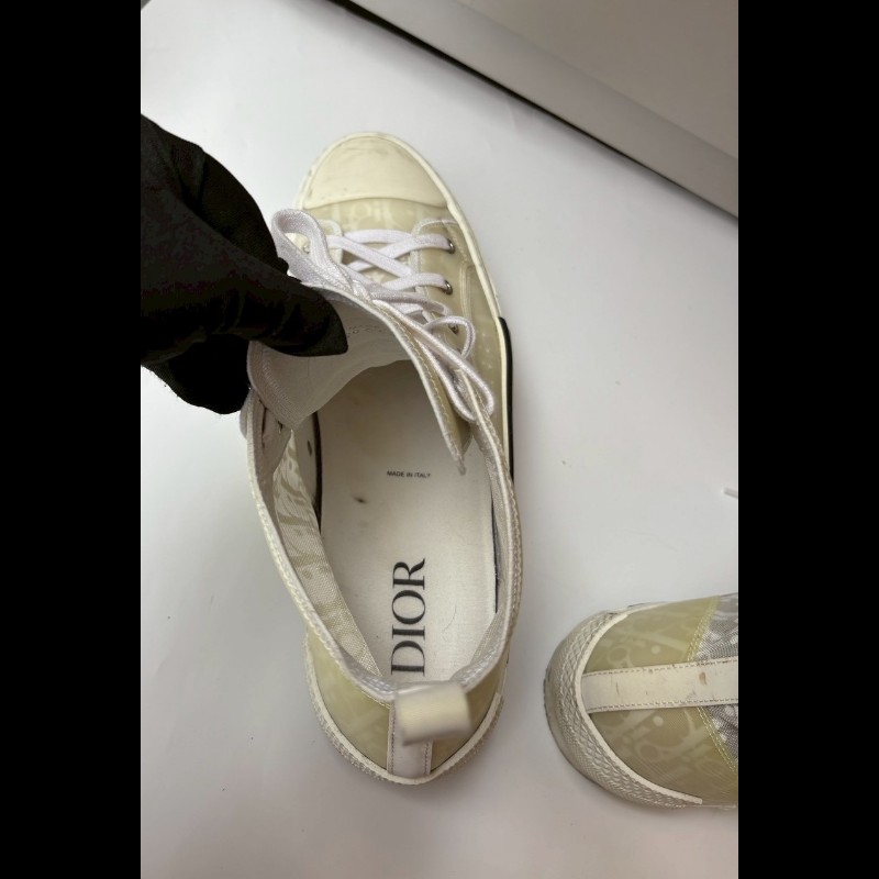 Dior 米白色緹花布短筒休閒鞋-5