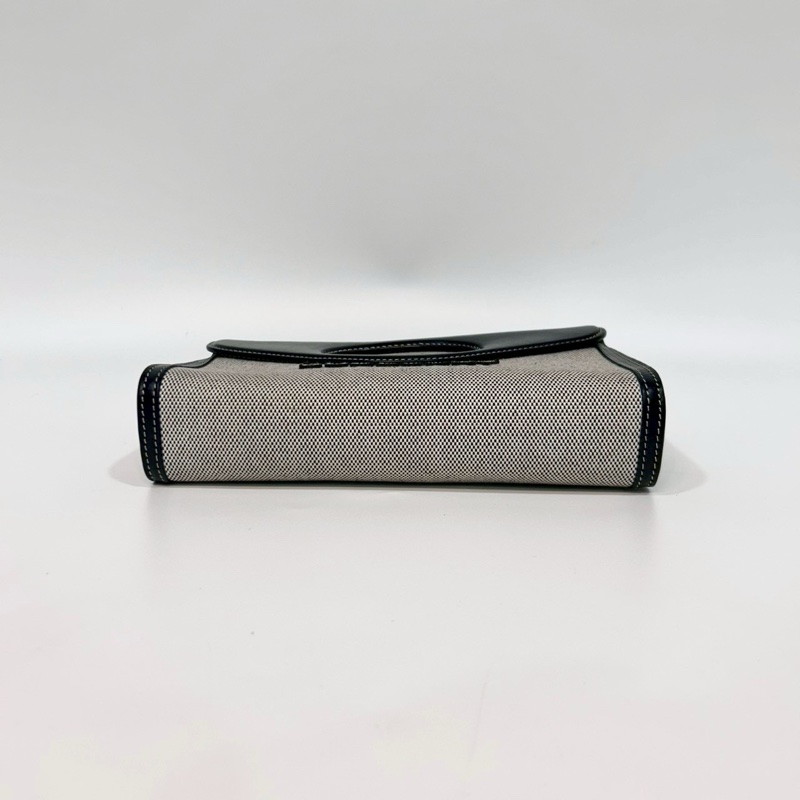 BURBERRY黑皮革拚帆布信封式手提側背包-4