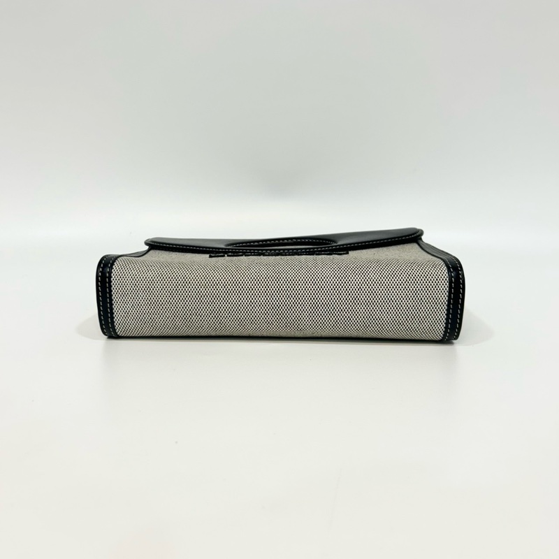 BURBERRY黑皮革拚帆布信封式手提側背包-9