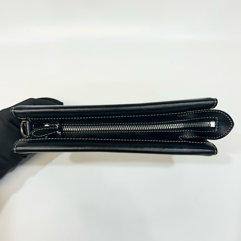 BURBERRY黑皮革拚帆布信封式手提側背包-10