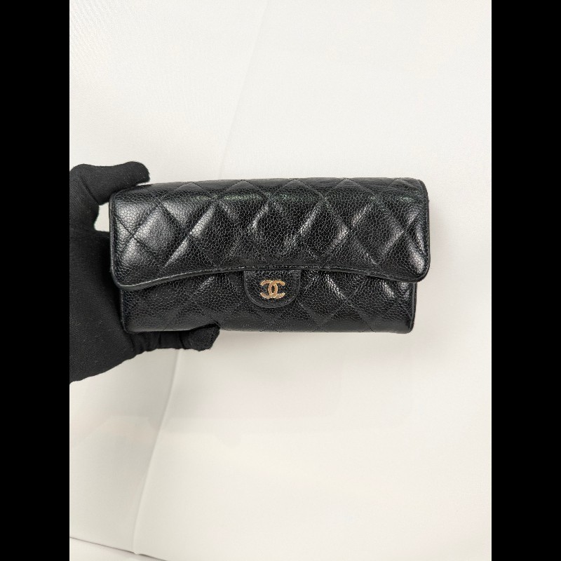 莉亞精品♡Chanel 經典荔枝皮長夾 二手美品-1