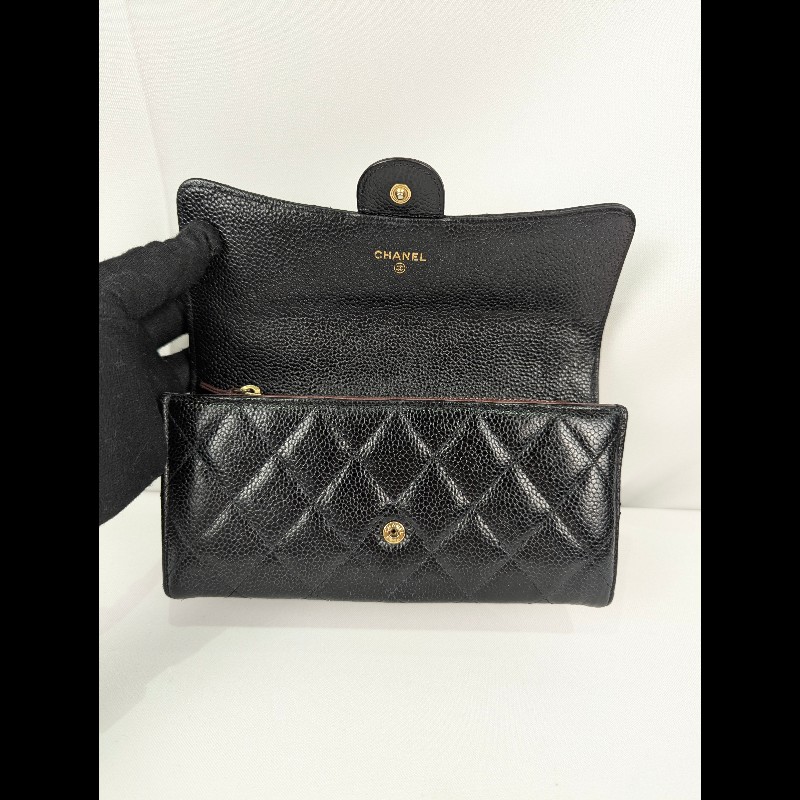 莉亞精品♡Chanel 經典荔枝皮長夾 二手美品-9