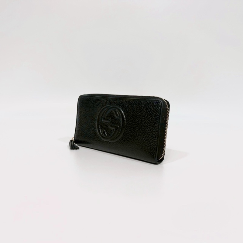 GUCCI黑色牛皮SOHO流蘇ㄇ拉鍊長夾598187-2