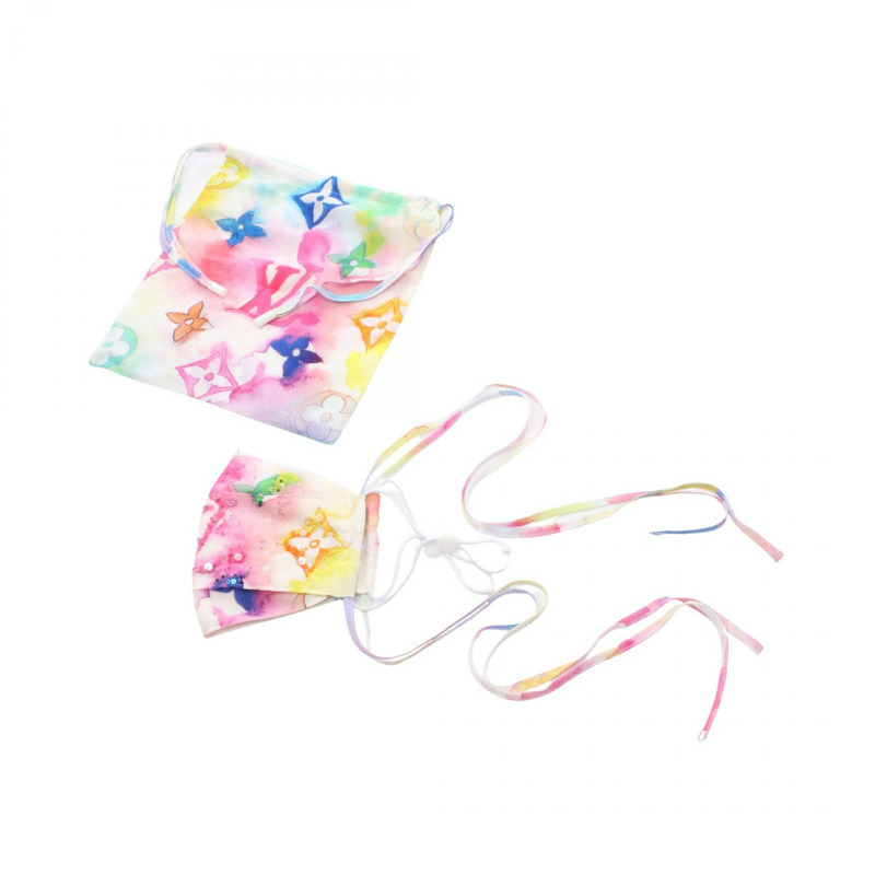 路易威登 Monogram Watercolor 口罩收納袋 M76772 絲棉材質 白色 二手 男士-0