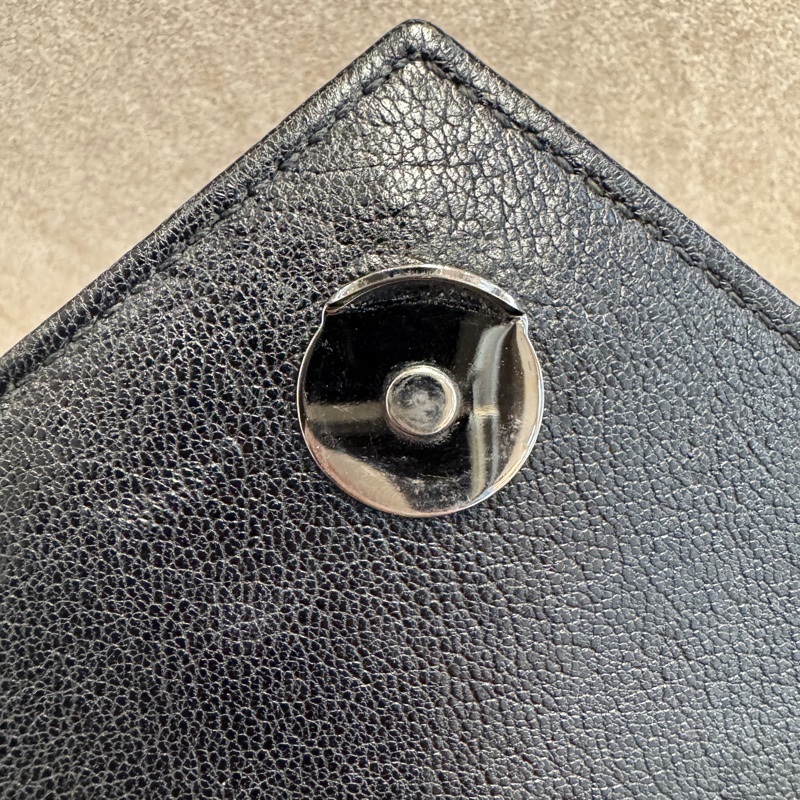 YSL黑銀山形紋羊皮手提側背學院包600279-16