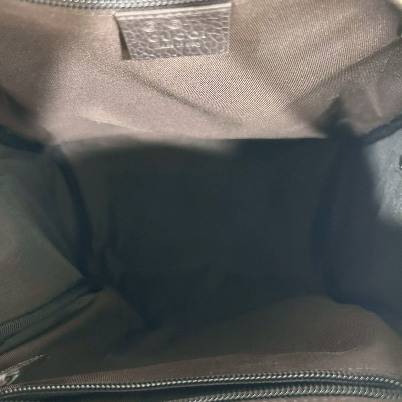 GUCCI緹花布拚黑色滾邊雙G銀釦後背包449906-5