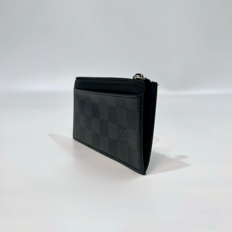 LV黑灰棋盤格零錢拉鏈卡包N64038-3