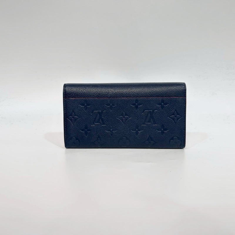 LV海軍藍牛皮壓紋滾紅邊信封式長夾M62125-3