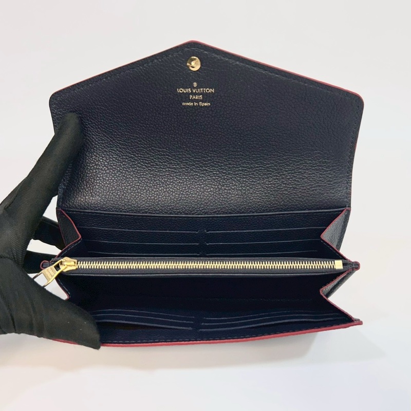 LV海軍藍牛皮壓紋滾紅邊信封式長夾M62125-5