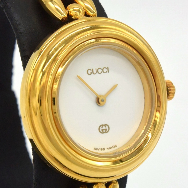 GUCCI 11/12 石英錶,可更換錶圈,電池驅動,金色,鍍金,女士款-1