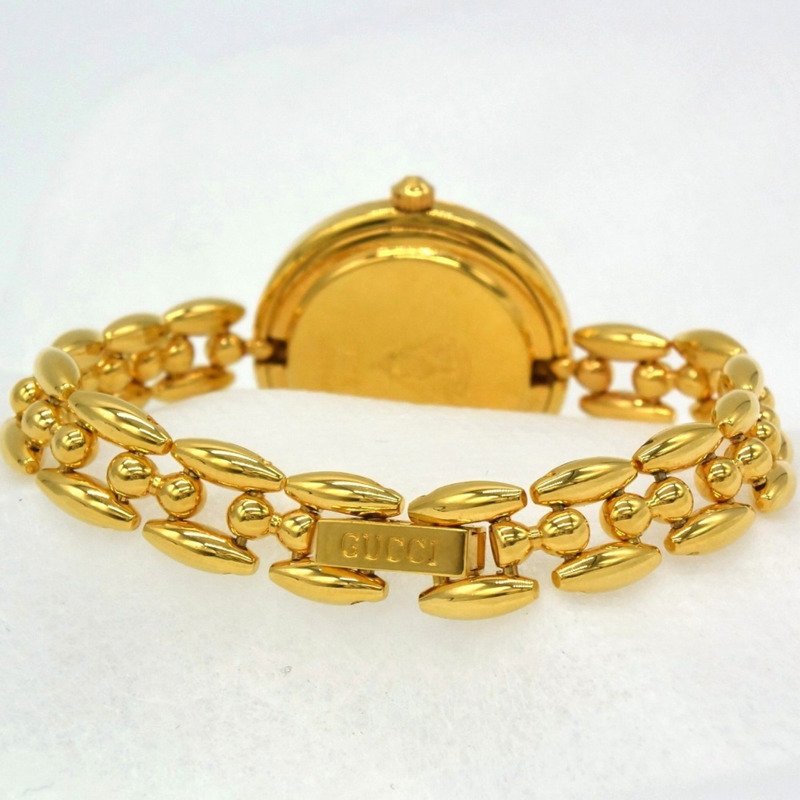 GUCCI 11/12 石英錶,可更換錶圈,電池驅動,金色,鍍金,女士款-5