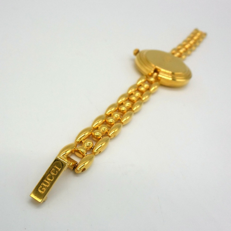 GUCCI 11/12 石英錶,可更換錶圈,電池驅動,金色,鍍金,女士款-7