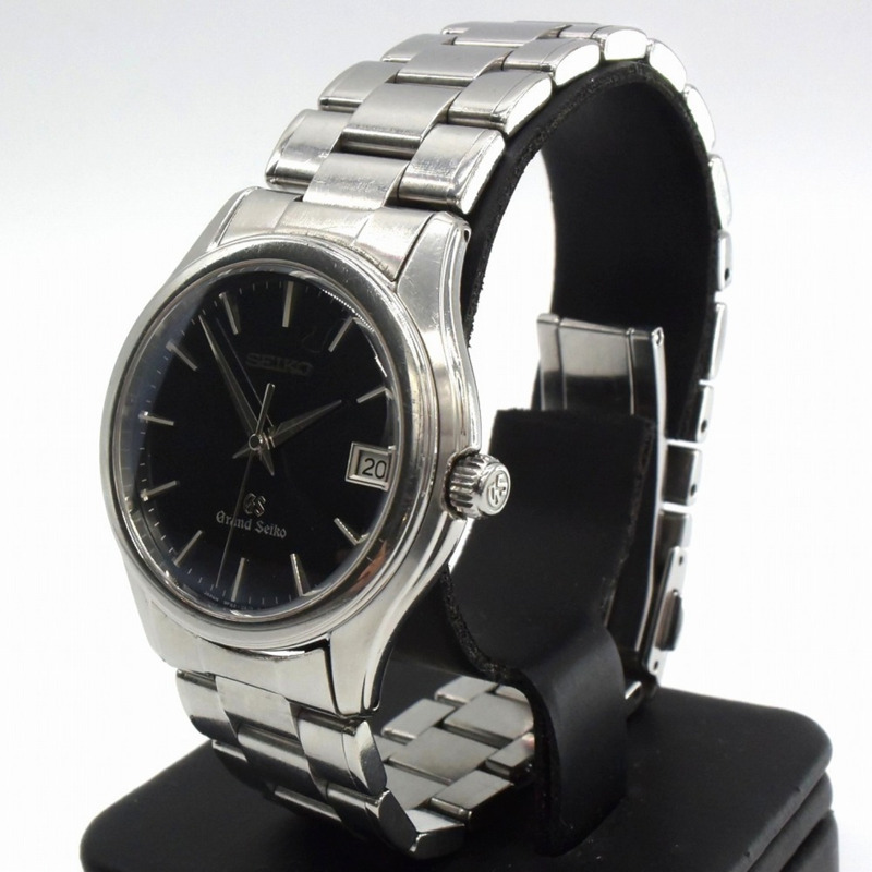 精工 Grand Seiko SBGX007/9F62-0A10 男士不鏽鋼石英錶，電池供電，黑色錶盤，銀/黑錶帶-1