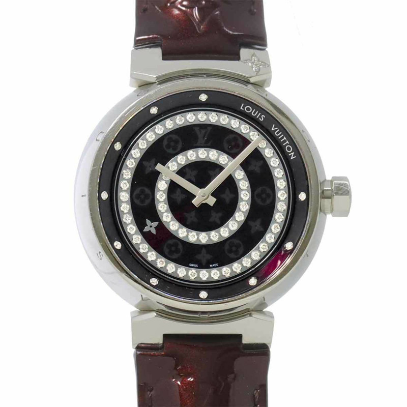 路易威登 Tambour Disc Amaranth Diamond GM Q111C 男士石英腕錶-0