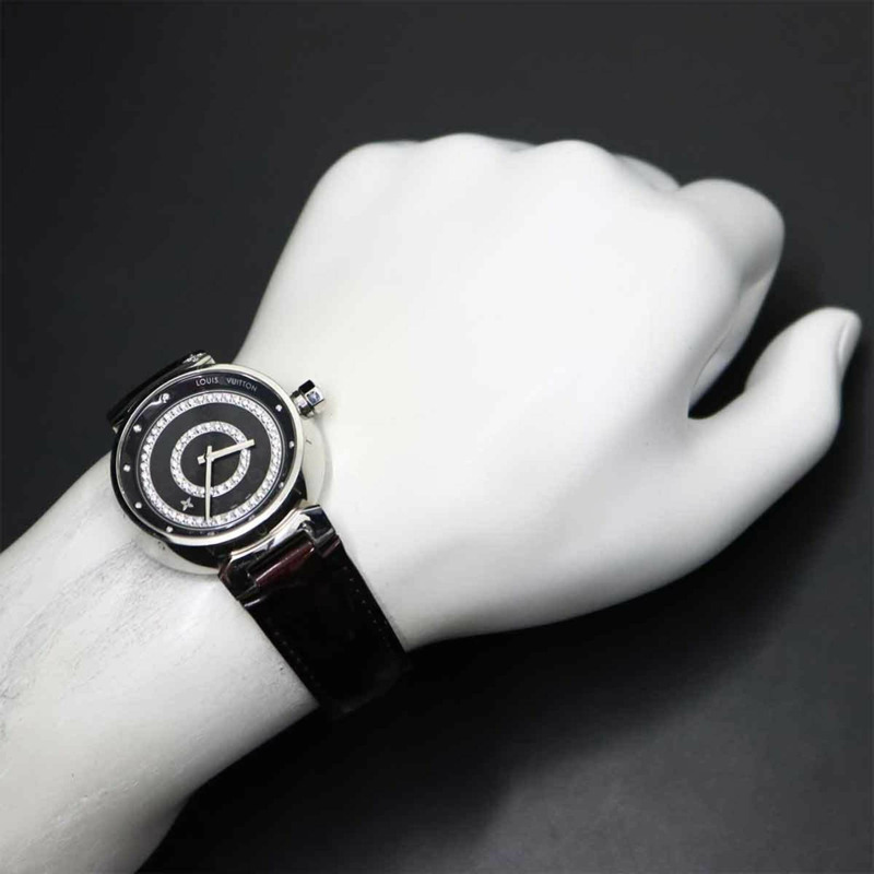 路易威登 Tambour Disc Amaranth Diamond GM Q111C 男士石英腕錶-3