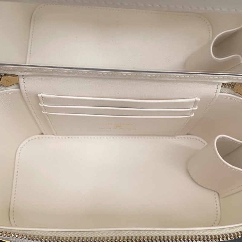 Chanel/香奈兒23C撲克牌限定款系列白色長盒子包化妝包荔枝皮-8