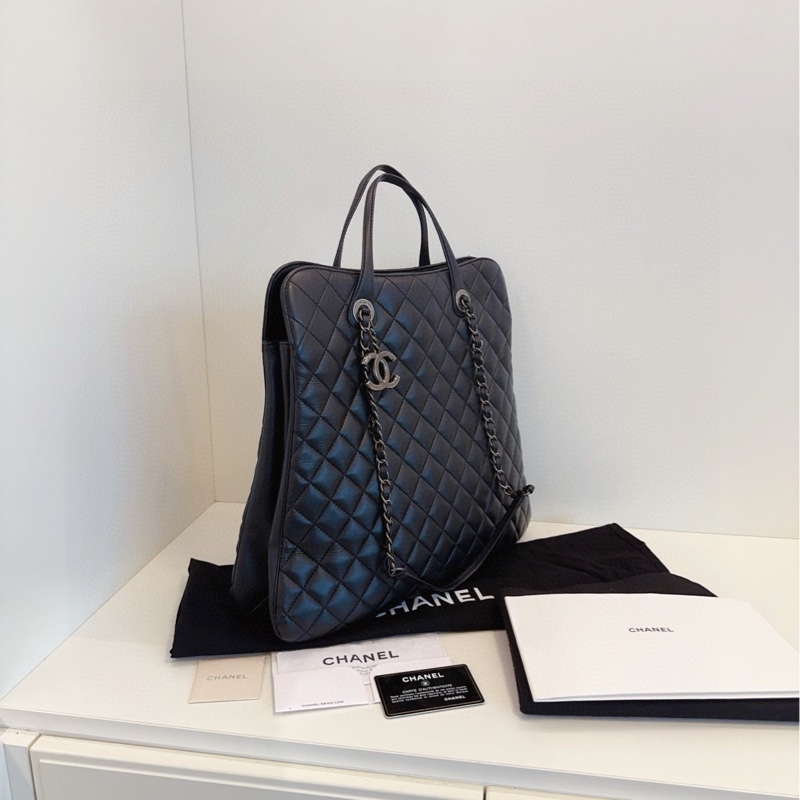 95新帶票🆕Chanel 香奈兒 黑銀小蠻腰 雙C大吊墜hobo 手提單肩包-1