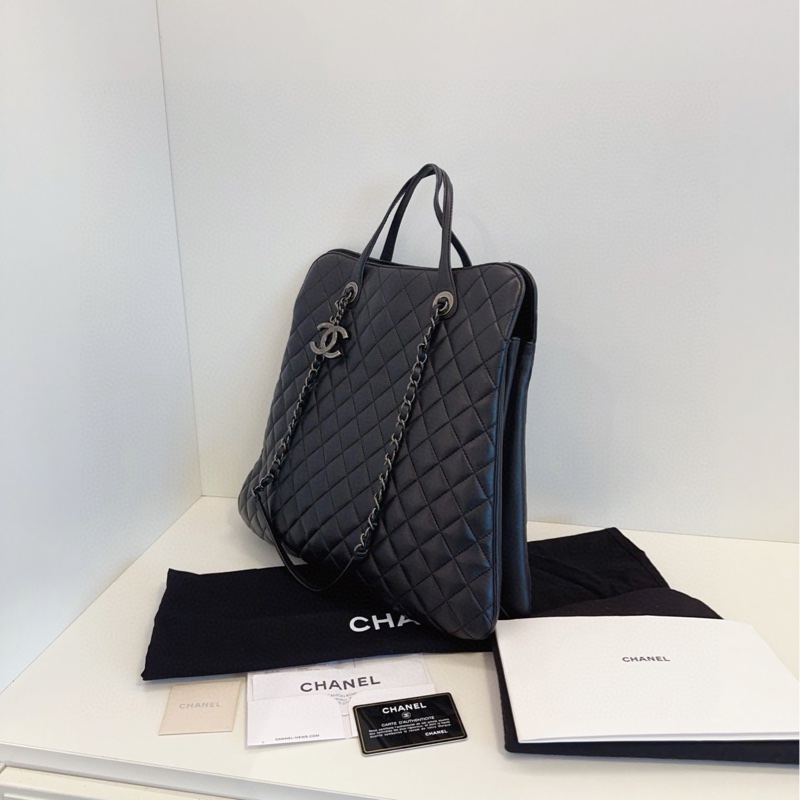 95新帶票🆕Chanel 香奈兒 黑銀小蠻腰 雙C大吊墜hobo 手提單肩包-2