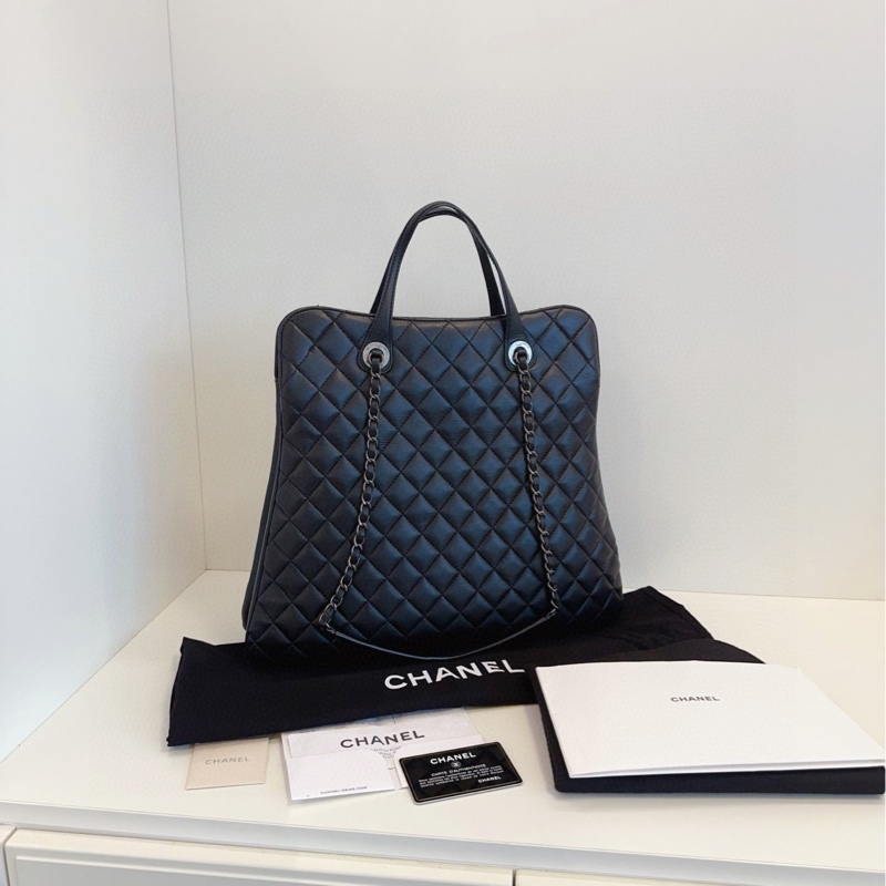 95新帶票🆕Chanel 香奈兒 黑銀小蠻腰 雙C大吊墜hobo 手提單肩包-3