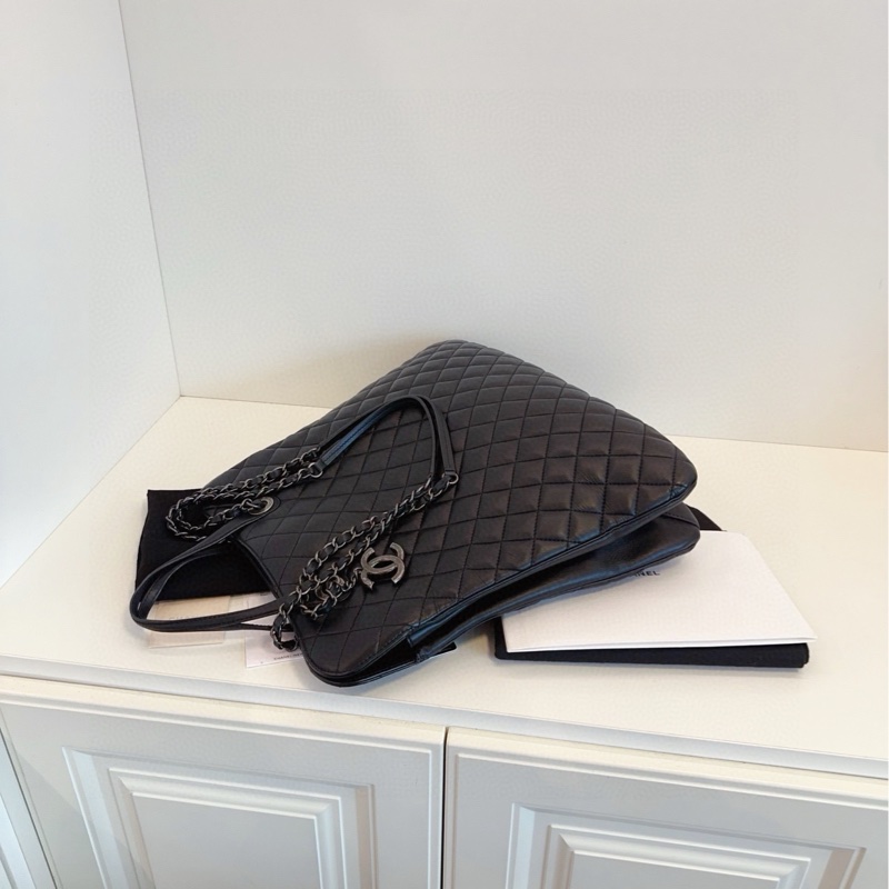 95新帶票🆕Chanel 香奈兒 黑銀小蠻腰 雙C大吊墜hobo 手提單肩包-8
