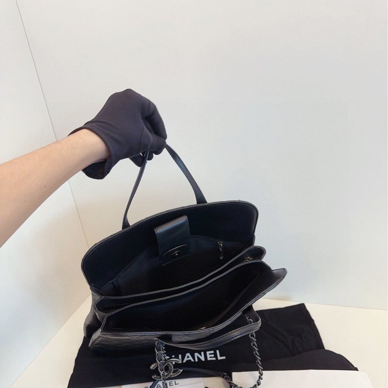 95新帶票🆕Chanel 香奈兒 黑銀小蠻腰 雙C大吊墜hobo 手提單肩包-9