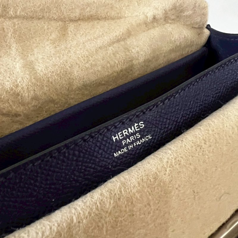 Hermès愛馬仕99成新21 VERROU EPSOM M3寶藍色手槍肩背包 C刻 購證盒全-11