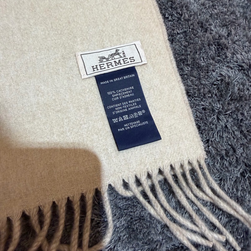 Hermes PM H Puzzle 羊絨圍巾 淺褐色-3